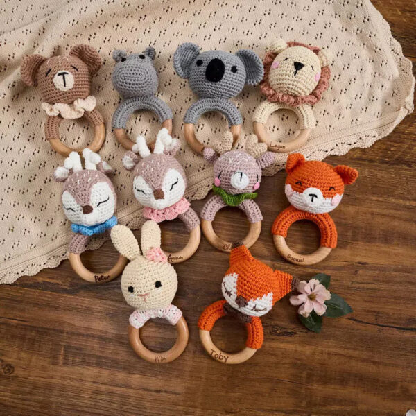 Carving Name Baby Soothing Bell Newborn Gift Bath Gift Knitted Cartoon Doll - Image 3