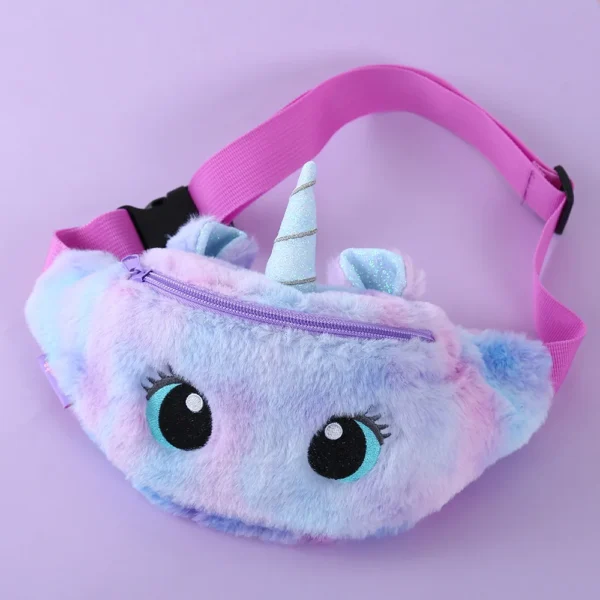 Cute Unicorn Children's Fanny Pack Girls Waist Bag Plush Toys Belt Gradient Color Chest Bag Cartoon Coin Purse Travel Chest Bag - Image 7