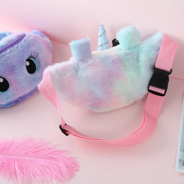 Cute Unicorn Children's Fanny Pack Girls Waist Bag Plush Toys Belt Gradient Color Chest Bag Cartoon Coin Purse Travel Chest Bag - Image 4