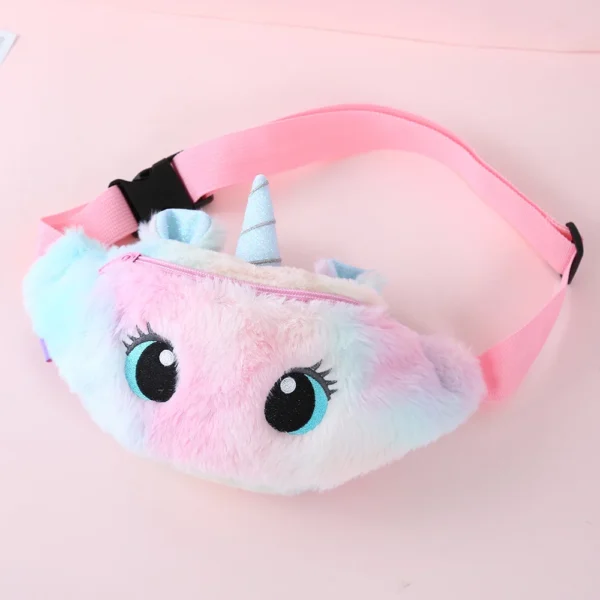 Cute Unicorn Children's Fanny Pack Girls Waist Bag Plush Toys Belt Gradient Color Chest Bag Cartoon Coin Purse Travel Chest Bag - Image 8