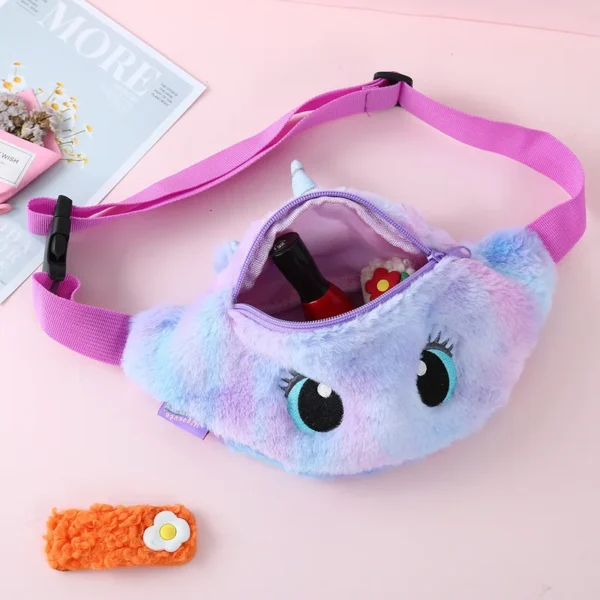 Cute Unicorn Children's Fanny Pack Girls Waist Bag Plush Toys Belt Gradient Color Chest Bag Cartoon Coin Purse Travel Chest Bag - Image 5