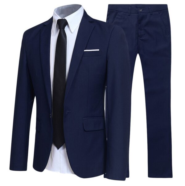 Business professional formal attire groom groomsman solid color two-piece set for men - Image 4