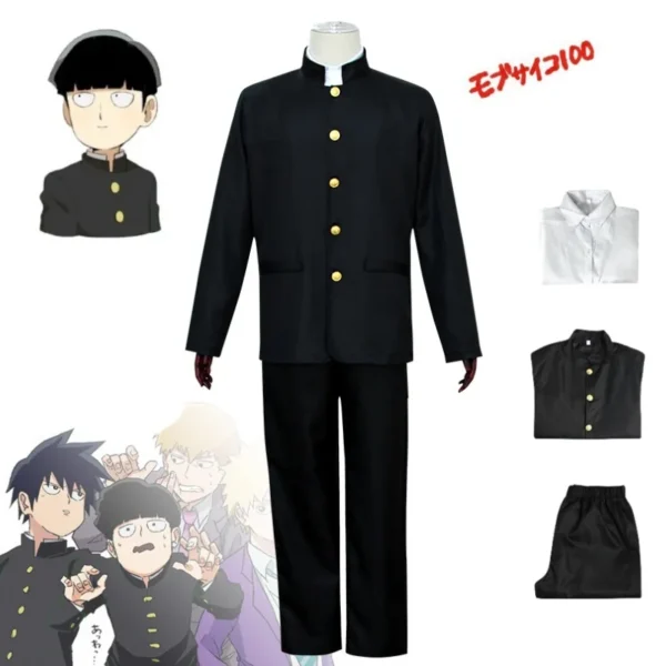 Mob Psycho 100 Mobu Saiko Hyaku Kageyama Shigeo Cosplay Costume  Men Daily Casual black Gakuran Suits Coat Pants School Uniform - Image 6