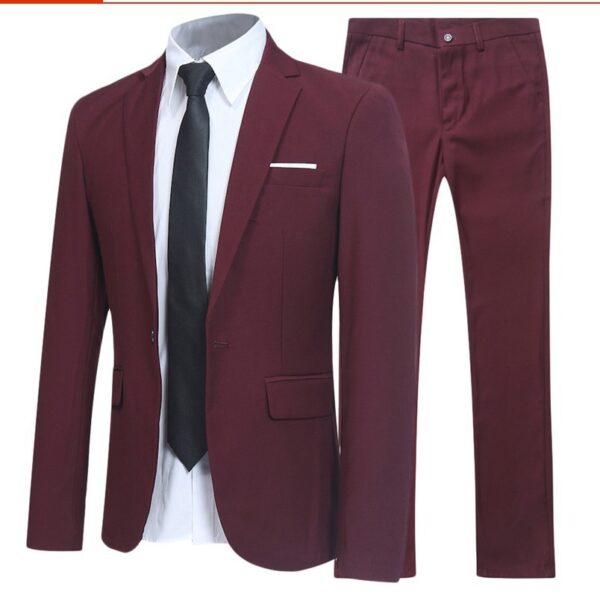 Business professional formal attire groom groomsman solid color two-piece set for men - Image 2