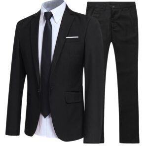 Business professional formal attire groom groomsman solid color two-piece set for men